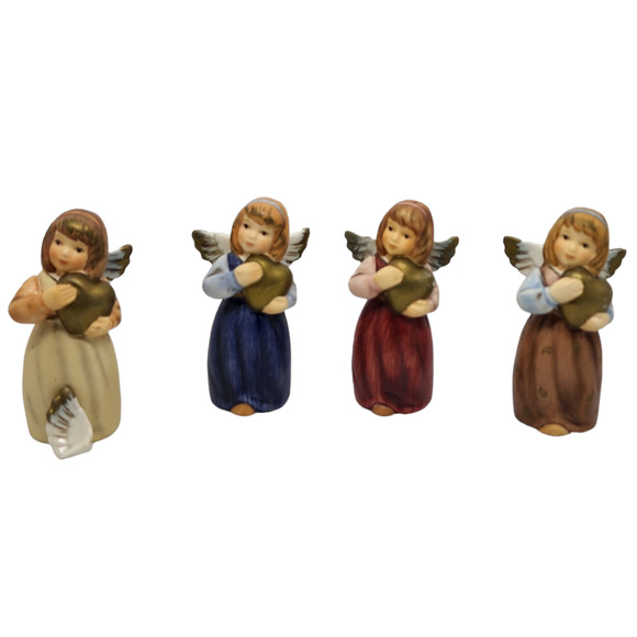 Goebel Figurines  Angels Holding Golden Hearts (4 Bundle Set) - Picture 1 of 14